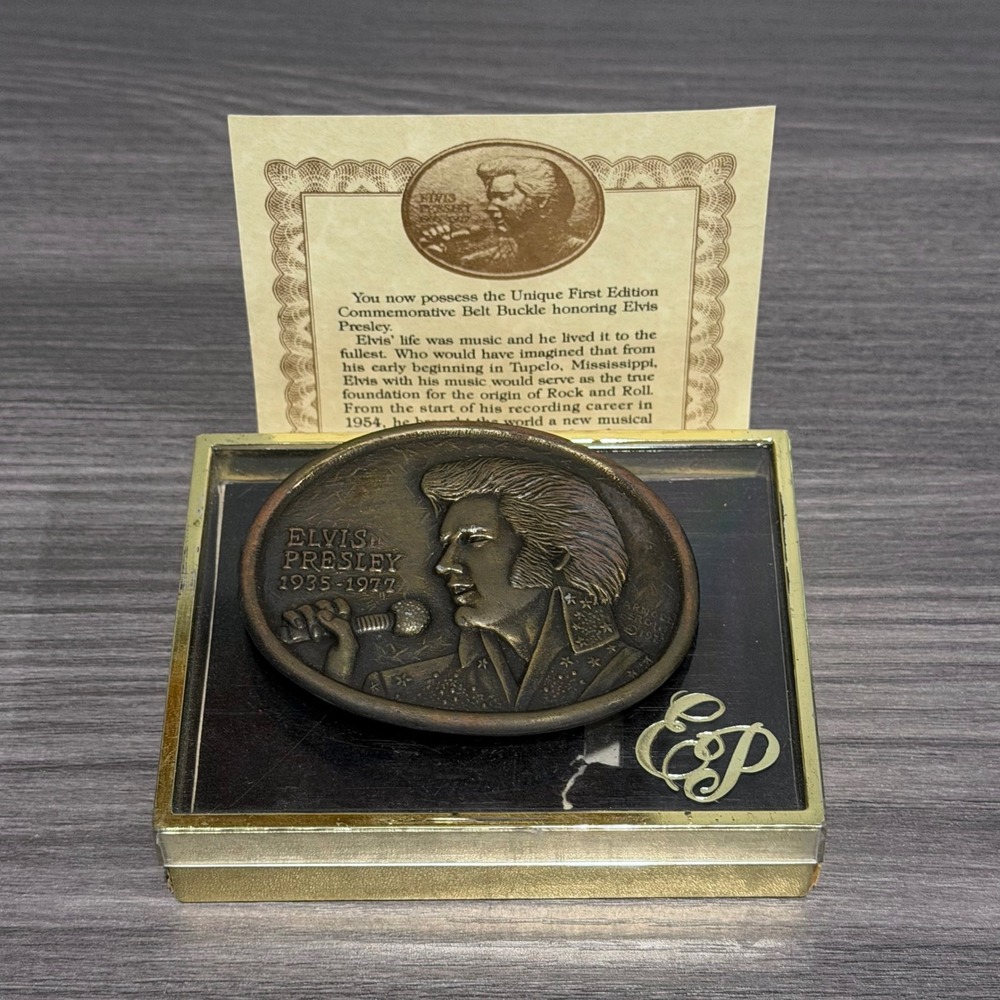 Elvis Presley 1977 Commemorative Belt Buckle‎ First Edition Arnold Bergier Box